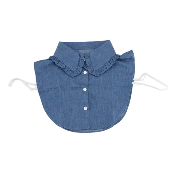 Women Detachable Lapel Collar Ruffles False Half Shirt Blouse Denim