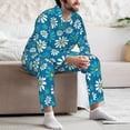 thumbnail image 5 of Mens Pajamas Set, Blue Daisies Flowers Button Down Long Sleeve Loungewear Sleepwear Pjs sets for Men, 5 of 5