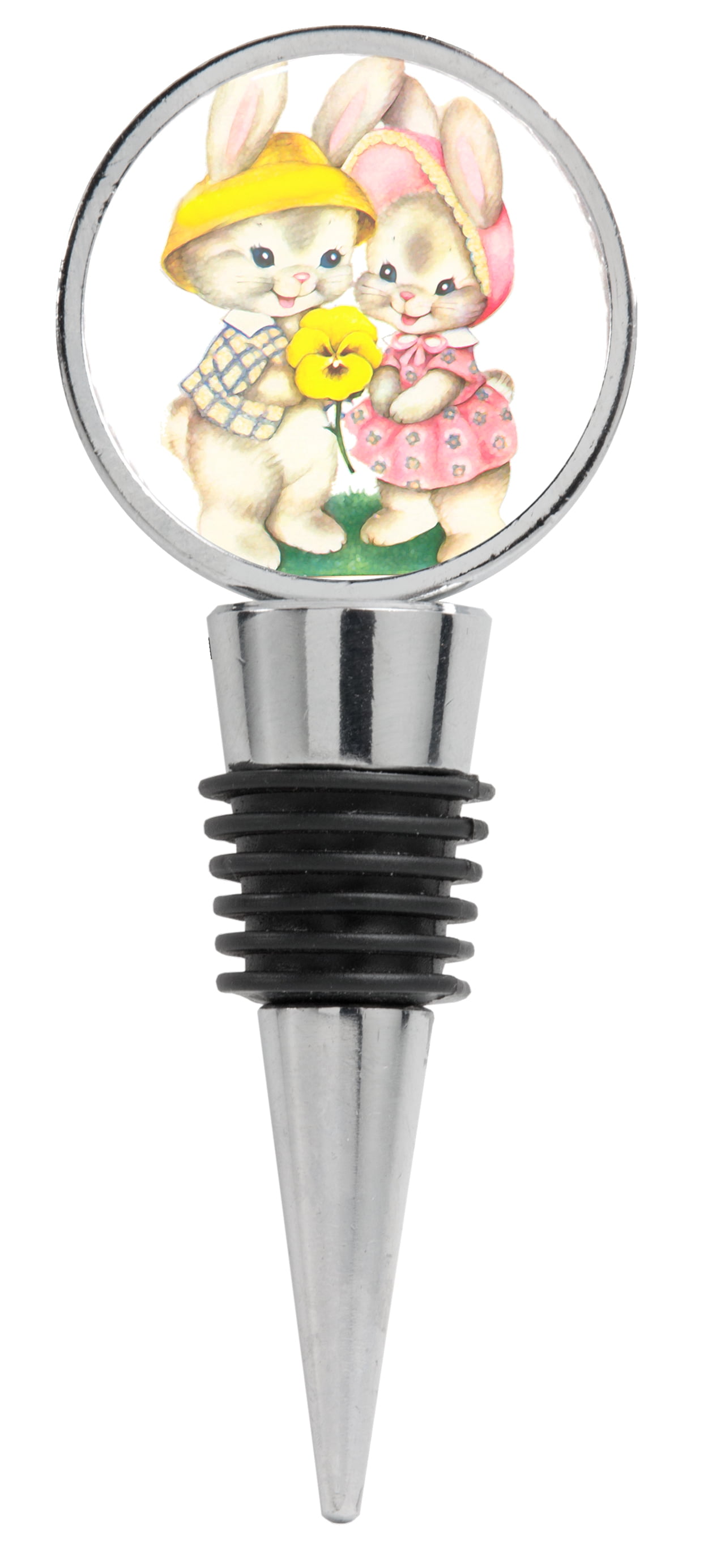 Vintage Illustration of Two Spring Rabbits Wine Stopper