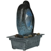 Modern Silhouette 10 High Small Zen Indoor Outdoor Decor Faux Stone Tabletop Fountain with Light LED Outside