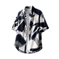 thumbnail image 5 of BLTIBY Men's Summer Beach Outfits 2 Piece Printed Short Sleeve Button Shirts and Drawstring Shorts Vacation Sets with Pockets Lightweight Blue 3XL, 5 of 9