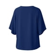 thumbnail image 5 of Zynoxe Womens 3/4 Ruffled Sleeve Tops Casual Solid Color V-neck Blouses for Daily Wear Summer Loose Flowy Business Work Shirt Tops Blue XL, 5 of 6