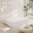thumbnail image 5 of Convertible Futon Sofa Bed,Modern Floor Sofa with 2 Pillows,Teddy Fabric Foam-Filled Sleeper Sofa Bed,15" Full Size Folding Mattress for Living Room,Guest Bed,Playroom,White, 5 of 9