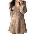 thumbnail image 2 of DailyTrove Women's Knit Fit & Flare Dress, Long Sleeve, Casual Lounge & Weekend Wear, Soft Wool Blend, Relaxed Fit, Plus Size Friendly, 2 of 6