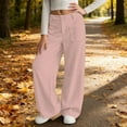 thumbnail image 6 of Girls Corduroy Pants Wide Leg Design with Pockets Vintage Baggy Pants High Waist Casual Pants for Girls Pink School Pants for Girls Kids Girls Outfits Size 9-10 Years, 6 of 8