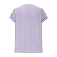thumbnail image 5 of Olyvenn Womens Casual Eyelet V Neck Short Sleeve Loose Fit Tee Shirts Tunic Shirts Dressy Blouses Business Work T Shirt Purple S, 5 of 9