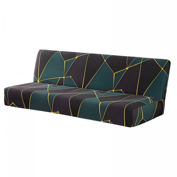 AUQ Folding Sofa Bed Cover Solid Color Futon Armless Slipcover Polyester Elastic Fabric All Inclusive Cover