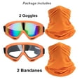 thumbnail image 6 of Motorcycle Goggles,2 Pack Dirt Bike ATV Motocross Riding Hiking Protective with 2 Pack Neck Breathable Bandana Mask (Light pink + Black/Colorful) Two squirrels, 6 of 7