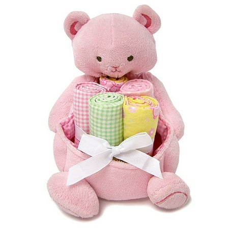 Baby Connection - Plush Bear Organizer With 5 Flannel Blankets