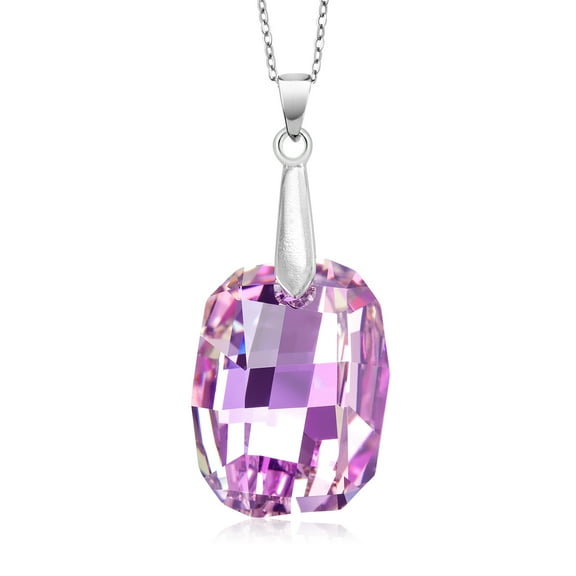 Gem Stone King 28x20mm Pink Crystal Women's Pendant Necklace with 18 inch Cable Chain
