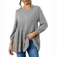 thumbnail image 1 of MeetoTime Long Sleeve Peplum Tops for Women Fall Babydoll Shirts Solid Color Crew Neck Tunics Pullover, 1 of 4
