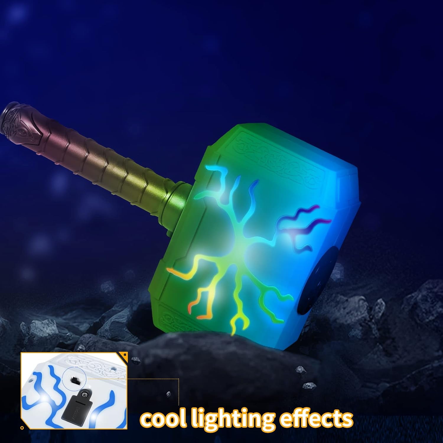 Thors Dart-Blasting Hammer Toys Gun with Lights -Toys for 5 6 7 8 9+ Year Old Boys,Kids Roleplay Toy Thunder Mjolnir with 30 Darts