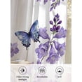 thumbnail image 6 of Sheer Curtains 45 Inch Length 2 Panels Set for Kitchen, Purple Flowers Semi Sheer Curtains for Windows, Butterfly Spring Floral Watercolor Farmhouse Voile Window Treatments Rod Pocket Curtain, 6 of 7
