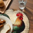thumbnail image 4 of Round Placemats Watercolor Green Brown Rooster 15 inch Set of 4 Table Mats for Dining Table Retro Farmhouse Heat Resistant Non-Slip Kitchen & Home Decorative Place Mat Set, 4 of 8