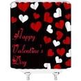thumbnail image 3 of Valentine''s Day Shower Curtain Red Heart Black Background Romantice Sweet Couple Fabric Bathroom Curtain Set with Hooks(36" Wx70 H), 3 of 3