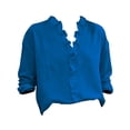 thumbnail image 3 of Kelon Ladies Tops and Blouses Long Sleeve V Neck Ruffled Blouses Summer Outfits 2026 Fashion Clothing Blouses Oversized Shirt Clothing, S, 3 of 5