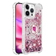 thumbnail image 2 of Funda para iPhone 16 Pro Max con Brillo Líquido Flotante, Purpurina, Parachoques y Anillo Giratorio Soporte, 2 of 5