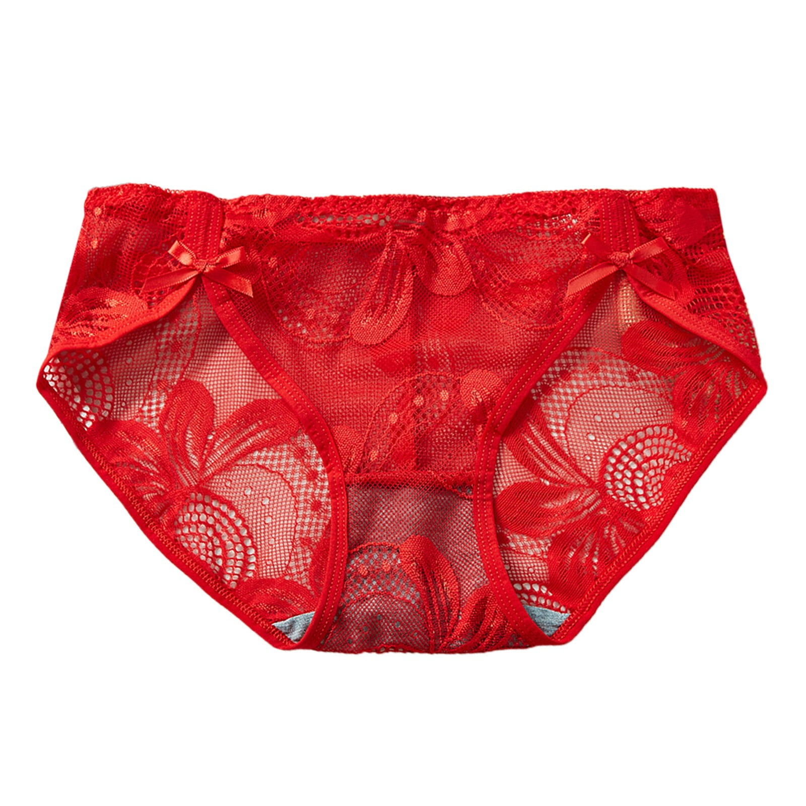 Women Panties Womens Red Lace Breathable Lace Hollow Out And Raise The Pure  Brief Panties 
