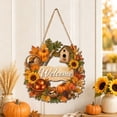 thumbnail image 6 of Small Fall Wreath, Welcome Sign, Autumn Door Decor for Front Door | Cute Hello Fall wreath for front door, wall, office, entryway, and indoor outdoor autumn harvest decor. D, 6 of 8