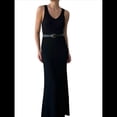 thumbnail image 2 of Vestido Midi de Punto con Cuello en V para Mujer, Informal, Sin Mangas, Ajustado, de Canalé, para Verano y 2025. Negro M, 2 of 10