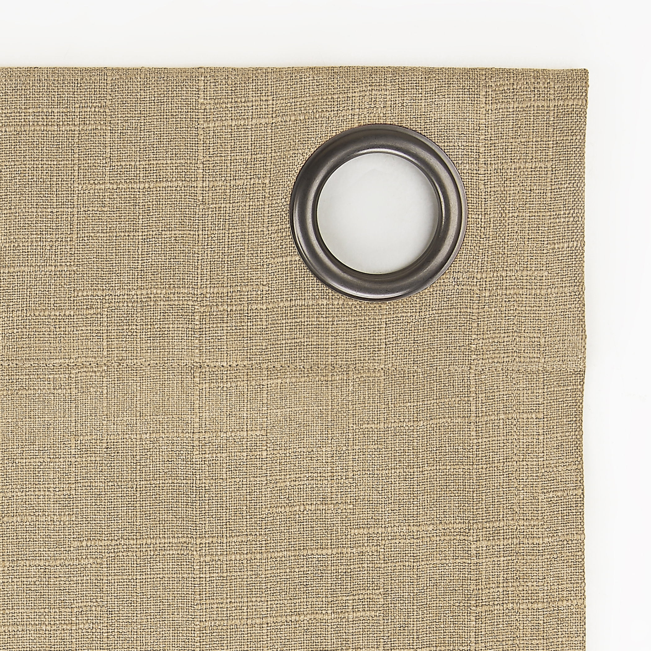 Sun Zero Channing Grid Texture Draft Shield Fleece Insulated 100% Blackout Grommet Curtain Panel, 50X63, Soft Gold