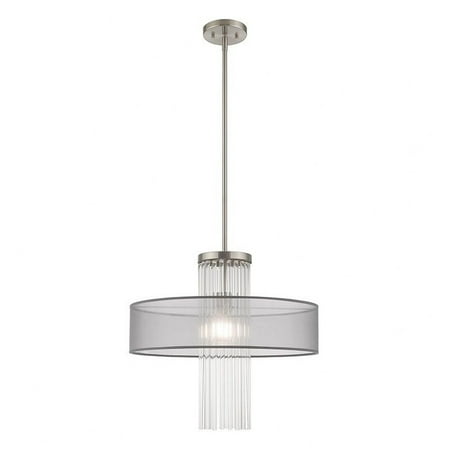 

Contemporary One Light Chandelier-Brushed Nickel Finish-Gray Shade Color Bailey Street Home 218-Bel-3110151