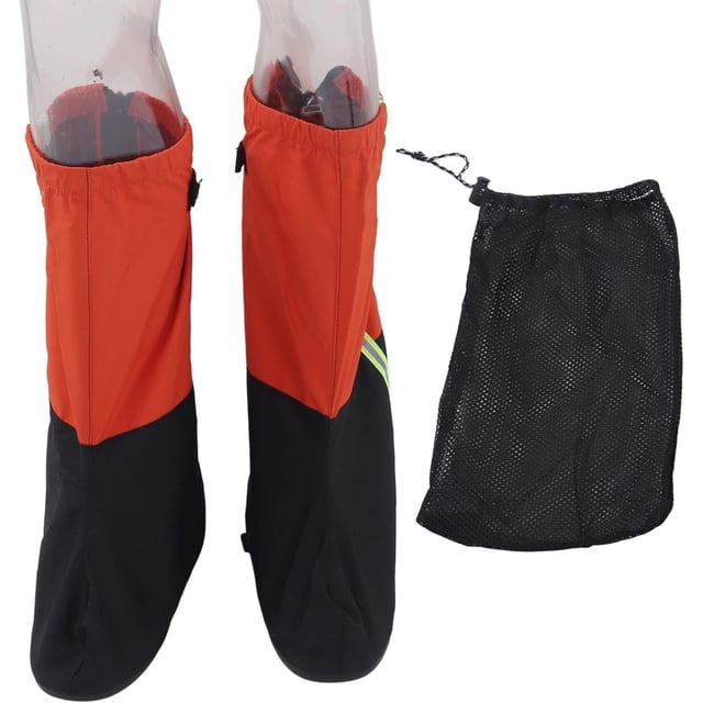 Shoe Covers with Non - Slip Sole, Snow and Rain Boot Reflective Strip, Zipper Closure Leg Gaiters for Outdoor Camping Fishing Cycling Riding