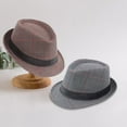thumbnail image 3 of Unisex Classic Vintage Retro Fedora Hat with Black Band Fashion Casual Jazz Plaid Cap, 3 of 8
