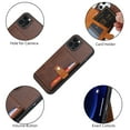 thumbnail image 7 of Decase Wallet Case for Apple iPhone 14 Pro Max (2022), Shockproof Slim Fit PU Leather Back Card Holder Pockets Back Buckle Stand Case, Coffee, 7 of 7
