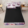 thumbnail image 4 of Homewish Cute Floral Skull Zipper Full Size Comforter Sets with Fitted Sheet and 2 Pillowcases for Kids, Rose Butterfly Spring Spooky Zipper Bedding Set, Black Reversible, 4 Pieces, 4 of 6
