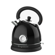 Culinary Chef 1.8 Quart 1,500-Watt Retro Porcelain Electric Water Kettle with Thermometer, Black