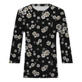 thumbnail image 4 of nsendm Women Shirts Casual Summer Plus Size Summer Women's Round Neck Seven Point Sleeve T Shirt Small Flower Print Fit T Shirt Casual Soft And Comfortable Tops D L, 4 of 4