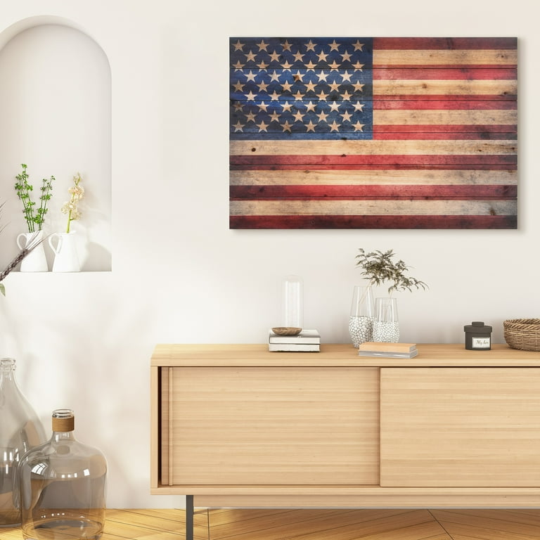 Empire Art Direct American Flag Print on Solid Wood Wall Art 24
