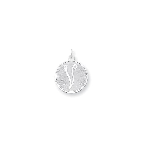 Letter M Pendant Medal Initial Charm Brocaded Lower Case Sterling Silver