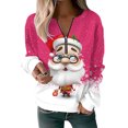 thumbnail image 1 of Innerwin Chandail de Noël pour Femmes, Hauts de Noël, Col en V, Décontracté, Rose Rouge TG, 1 of 2