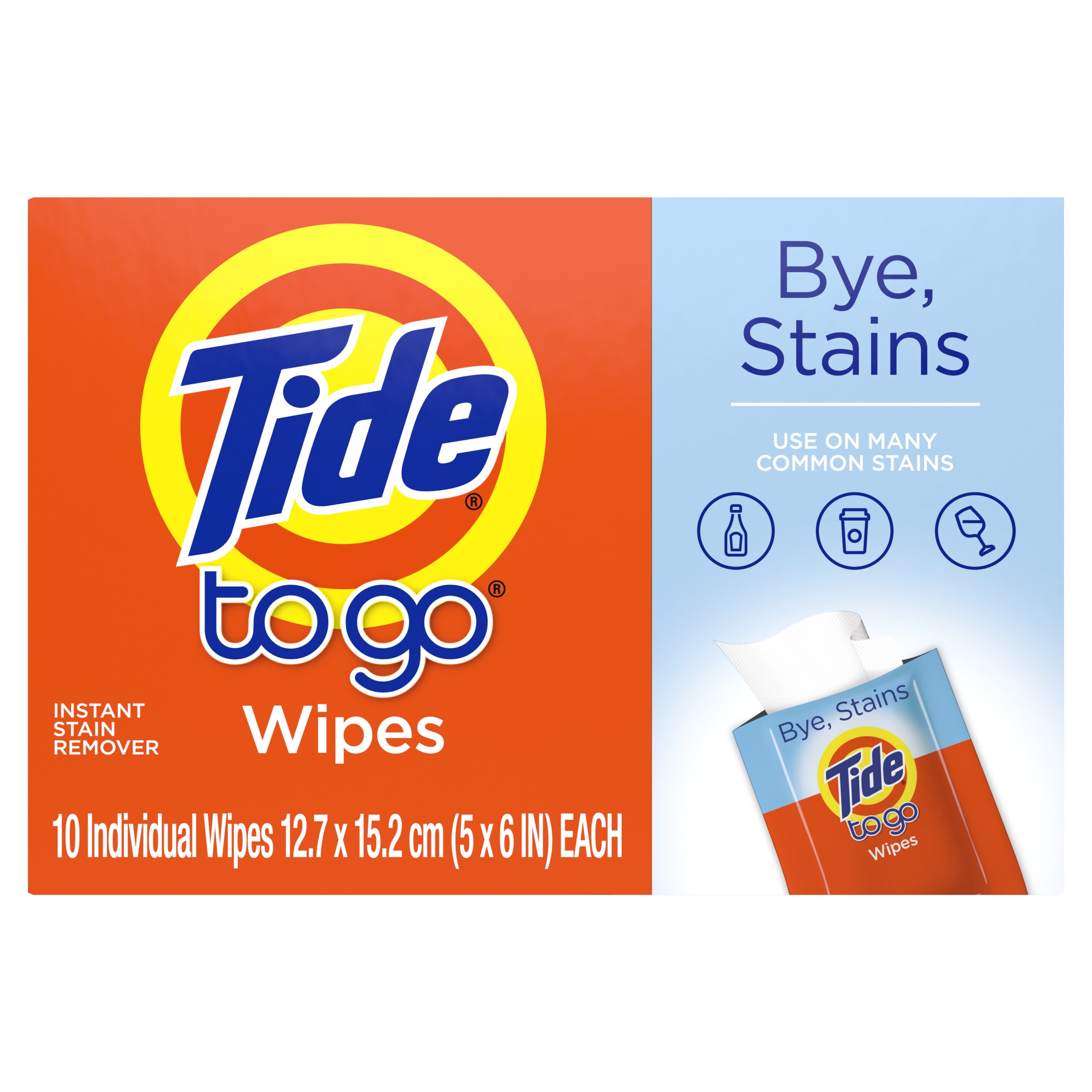 Tide to Go Stain Remover Wipes for Clothes, Instant Laundry Travel Stain & Spot Remover, 3 Pack, (30 Wipes total)