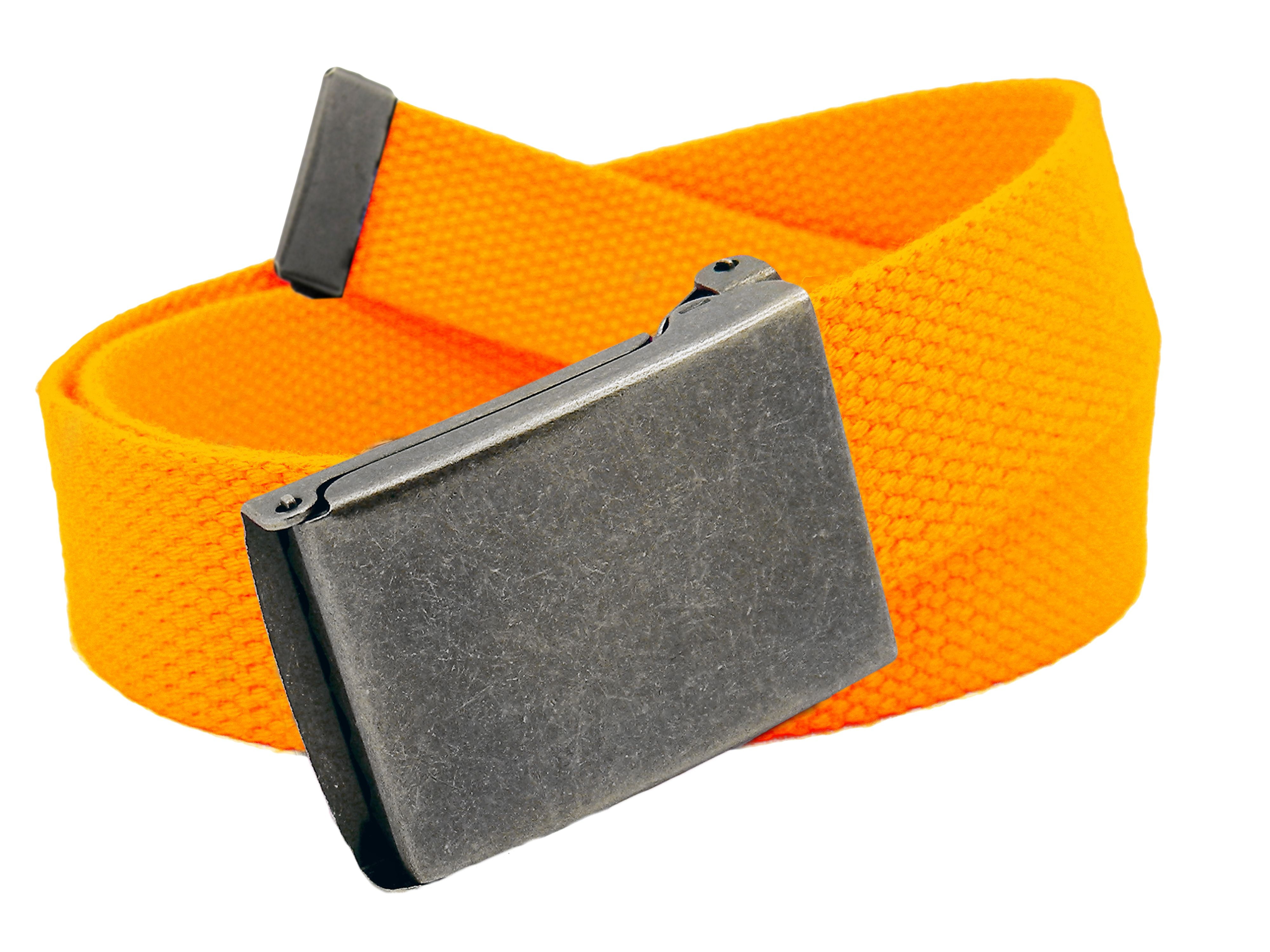Womens Distressed Silver Flip Top Military Belt Buckle with Canvas Web Belt
