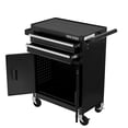 thumbnail image 4 of Garage Storage Cabinet Tool Cart with 2 Drawer and Lockable Door, Four Wheels, Black Color, EVA Cushion,Industrial Service Utility Tool Cart for Mechanics, Garage, Workshop (Black), 4 of 12