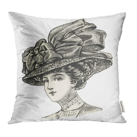 Catalogs For Home Decor French Country ARHOME Elegant Lady Wearing Large Hat Vintage Engraved Catalog of French Department Store Pillow Case Pillow Cover 20x20 inch Throw Pillow Covers ()