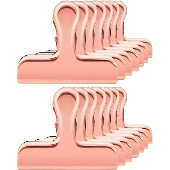12 Packs Rose Gold Bag Clips for Food, Chip Clips Bag Clips Food Clips, Premium Food Bag Clips, Heavy Duty Bag Clips for Food Packages, Air Tight Seal Snack Clips for Home Office