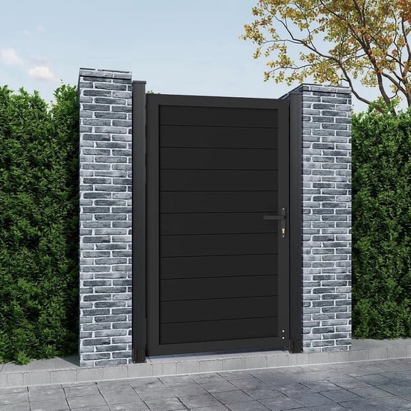 Mondaria 6ft x 3ft Aluminum Alloy Privacy Gate - Outdoor Metal Garden Gate with Lockable Knob,Full Enclosure Security Gate, Design for Patio, Yard & Backyard, Easy Installation