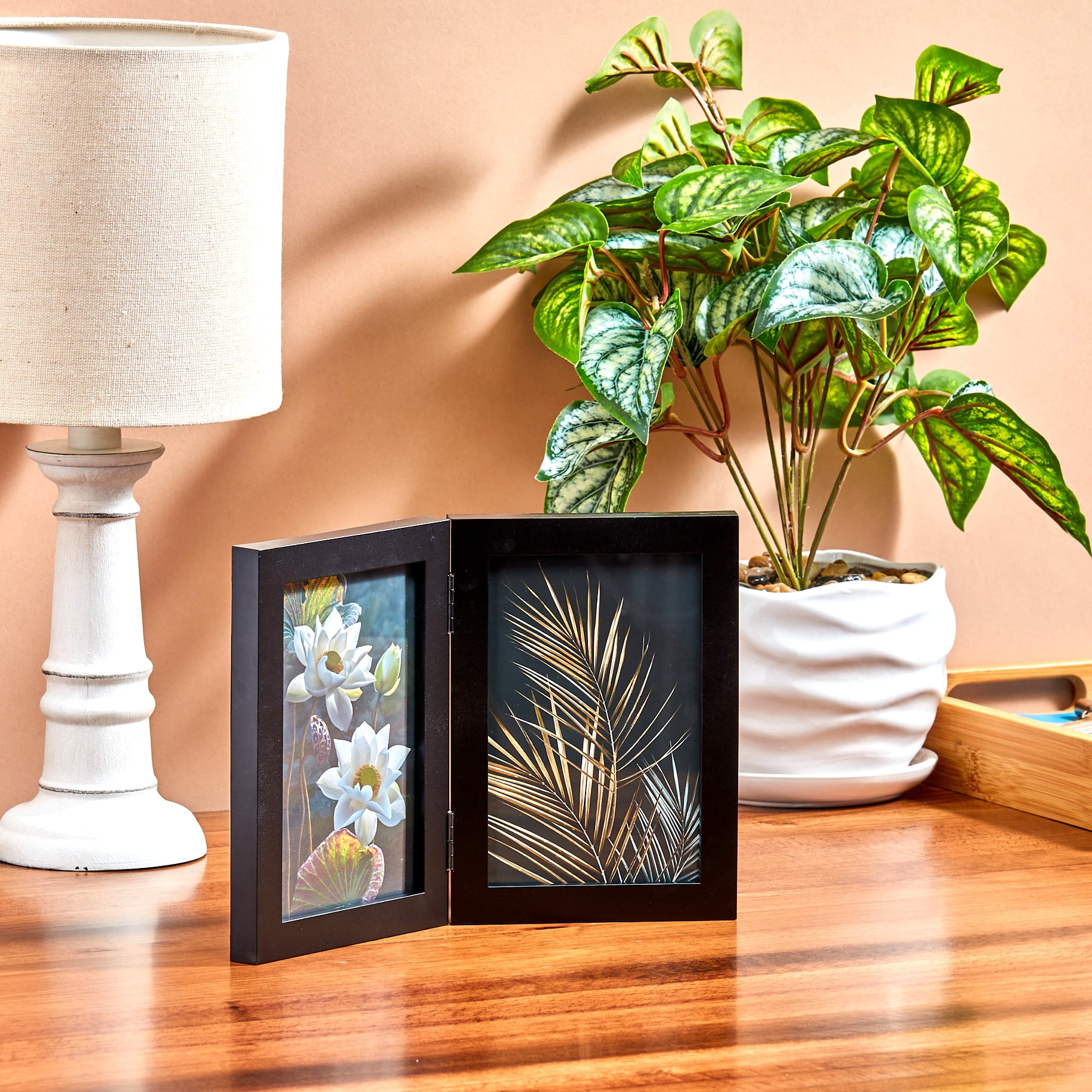 Mainstays – 4x6 Picture Frame – Black 2 Photo Hinge Linear Program Tabletop Photo Frame