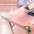 thumbnail image 4 of Lacoo 43 Inches Z Shaped Frame Gaming Desk Adjustable Feet Carbon Fiber Surface With Cup Holder & Headphone Hook (Pink), 4 of 7