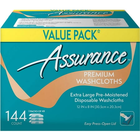 Assurance premium washcloths, XL, 144 Ct