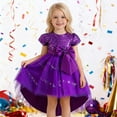 thumbnail image 2 of XAOFW Girls Dress Bow Tutu Glitter Sequin Puff Sleeve Crew Neck Ball Gown Soft Breathable Party Night Dresses, 2 of 9