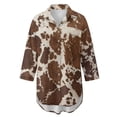 thumbnail image 7 of Renewold Beach Cover Ups for Women Long Sleeve Button Up Shirt Skin-friendly Lightweight Cover Up Shirts for Swimwear Women Beach Dress Shirt Vacation Clothes, Brown Cow Print, 3XL, 7 of 7