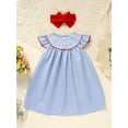 thumbnail image 2 of MORTTIC Baby Girl's 4th Of July Themed Dress Gingham American Flag White Blue Color Block Independence Day Dresses, 2 of 6