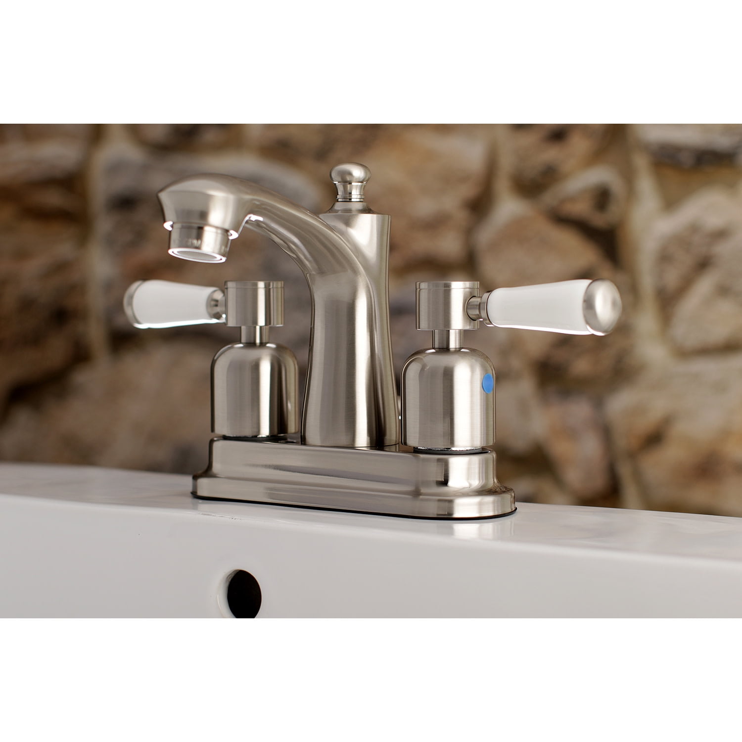 Kingston Brass FB7628DPL 4 in. Centerset Bathroom Faucet, Brushed Nickel