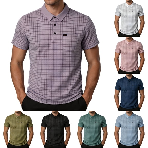 Oalirro Men's Short Sleeve Polo Shirt | Casual Slim Fit Tee with Collar & Chest Pocket for Daily