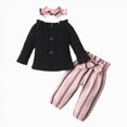 thumbnail image 3 of Gerichy Infant Baby Girls Fall Winter Outfit Long Sleeve Solid Tops and Striped Pant Set with Headbands 0-18 Months, 3 of 7